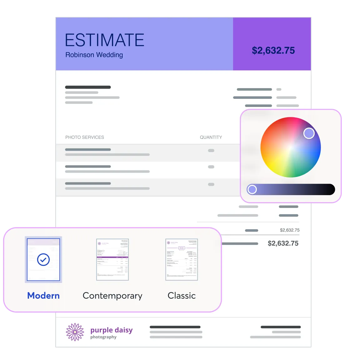 Wave's estimate customization options
